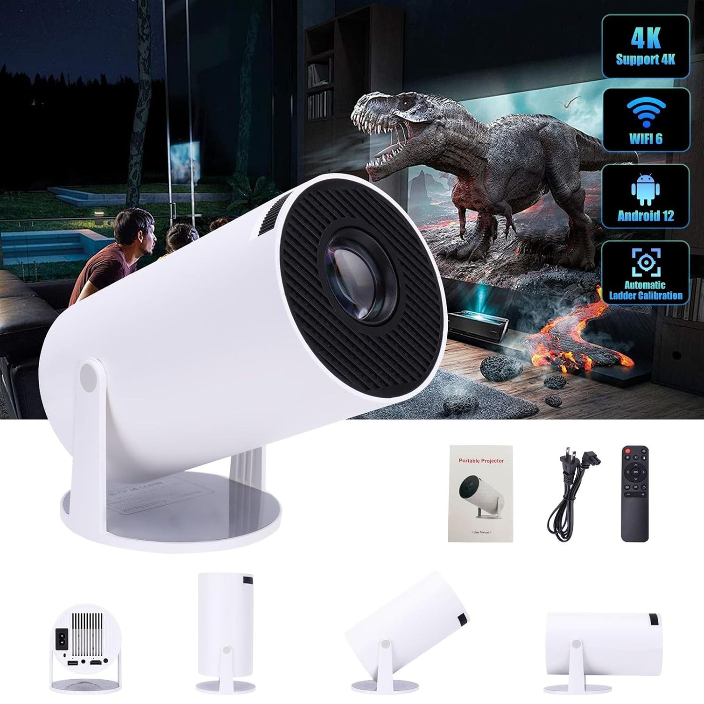 Projecteur LUMINA 4K Ultra HD – Cinéma maison portable et design minimaliste